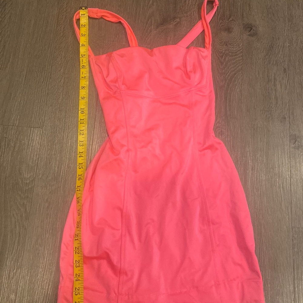 lucy in the sky dress, criss cross back coral pink